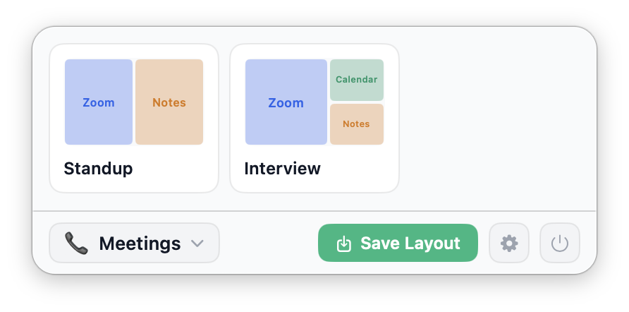 Meetings workspace layouts
